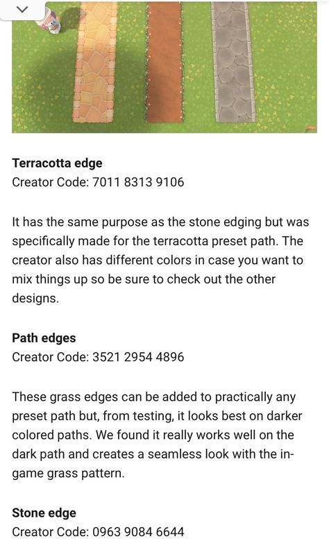 Acnh Paths Edge Designs, Animal Crossing Edge Path, Acnh Stone Edge Path, Stone Path Edge Animal Crossing, Path Edges Acnh, Animal Crossing Path Edges, Acnh Path Edge, Grass Edging, Stone Edging