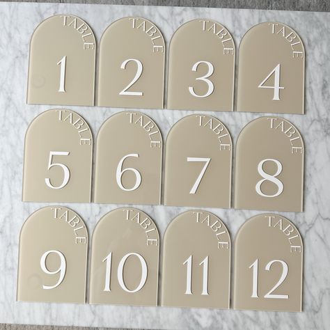 Bridal Shower Table Numbers, Wedding Table Numbers Arch, Table Number Arch, Arched Table Numbers, Wedding Table Numbers Diy, Acrylic Table Numbers Wedding, Table Numbers Acrylic, Arched Table, Number Font