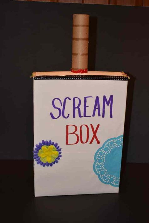 Scream Box can be used for children who are feeling angry or scared.  They can release their feelings by screaming into the box. Child Life Specialist, School Social Work, Therapeutic Activities, The Scream, Counseling Activities, Child Therapy, Art Therapy Activities, Play Therapy, Emotional Regulation