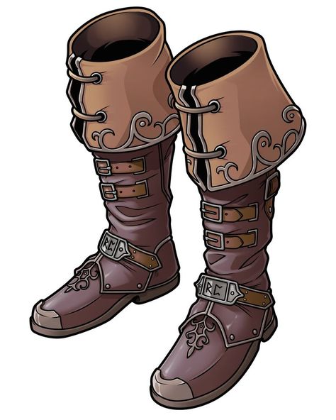 Fantasy Boots, Armor Boots, Armor Reference, Armor Shoes, Outfit Drawing, Drawing Refrences, Cool Optical Illusions, D D Items, Man Clothes