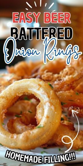 Easy Beer Battered Onion Rings—a delicious treat that combines the irresistible flavors of sweet onions and crispy, golden batter. These homemade onion rings are coated in a light and airy… Onion Rings Batter Recipe, Onion Rings Easy, Onion Rings Recipe Easy, Onion Ring Batter, Low Fat Diet Recipes, Battered Onion Rings, Homemade Onion Rings, Beer Battered Onion Rings, Onion Rings Recipe