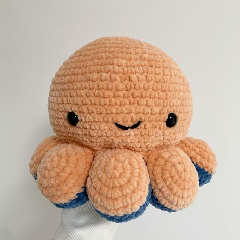 Crochet Reversable Octopus, Plushie Octopus, Octopus Reversible Plushie, Crochet Squid Plush, Reversable Octopus Plushy Crochet, Octopus Design, Crochet Octopus, Octopus, Easy Crochet