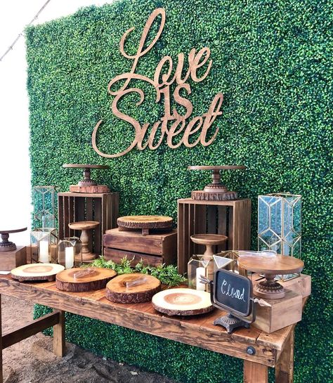 Iris Hinzo on Instagram: “Rustic Bridal Shower table set up and desserts by @bizziebeecreations || Cake provided by our client || wood cuts by @wolfelaserengraving…” Bridal Shower Sweet Table, Bridal Shower Food Table Display, Food Table Display, Bridal Shower Food Table, Food Truck Party, Rustic Dessert Table, Bridal Shower Desserts Table, Food Display Table, Bridal Shower Table