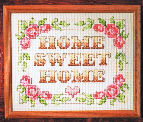 Home Sweet Home Big Stitch - PDF Classic Cross Stitch, Country Cottage Needleworks, Cross Stitch Home, Rose Border, Studio Home, Applique Kit, Felt Applique, Cross Stitch Fabric, Dmc Floss