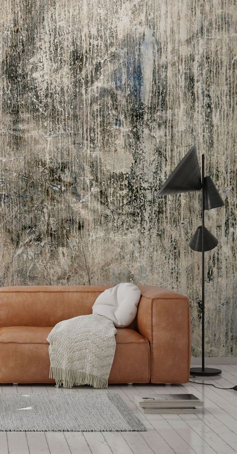 Concrete Effect Wallpaper, Trash Wall, Small Room Look Bigger, Brick Effect Wallpaper, Fabulous Wallpaper, Room Look Bigger, Wall Pop, Concrete Wallpaper, Pottery Houses