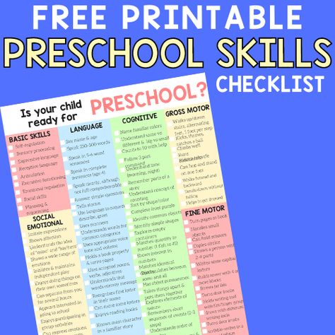 Preschool Learning Checklist, Preschool Skills Checklist, Preschool Ready Checklist, Prek Readiness Checklist, Preschool Goals Checklist, Pre K Skills Checklist, Pre K Checklist Kindergarten Readiness, Preschool Checklist, Kindergarten Checklist