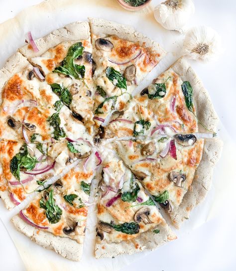 Roasted Garlic Chicken Pizza, Garlic Cream Sauce For Pizza, Garlic Parmesan Pizza Sauce, Garlic Parmesan Pizza, Roasted Garlic Cream Sauce, Garlic Sauce For Pizza, Chicken Flatbread Recipes, Sauce For Pizza, Garlic Sauce For Chicken