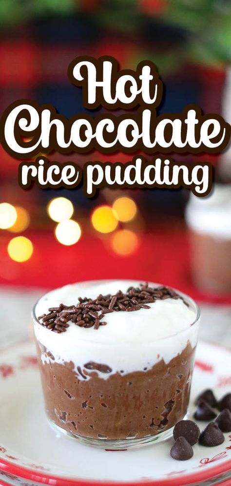 Hot Chocolate Rice Pudding Crockpot Rice Pudding Slow Cooker, Crockpot Rice Pudding, Chocolate Rice Pudding, Chocolate Milk Powder, Sugar Cookie Cheesecake, Rice Pudding Recipes, Smart School House, Rice Pudding Recipe, Ice Cream Sprinkles