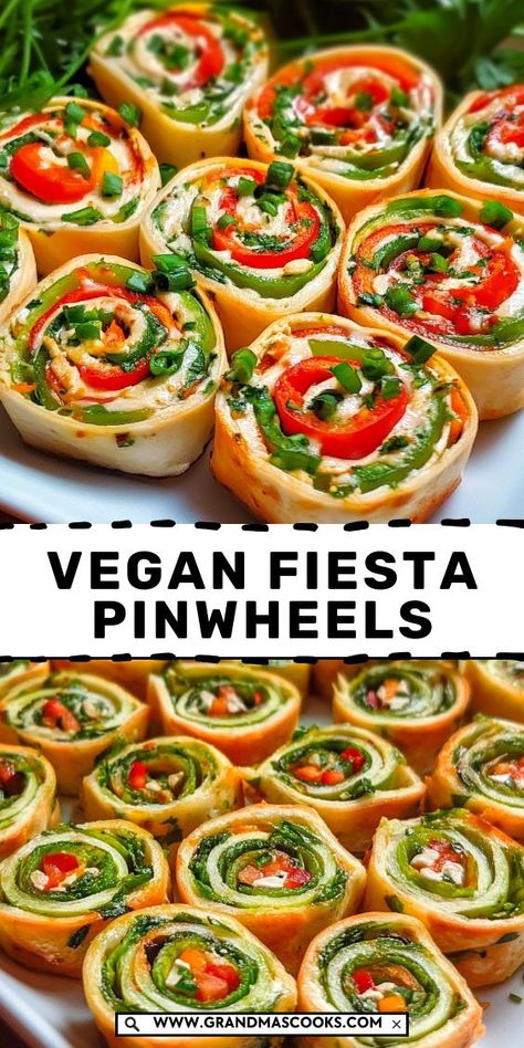 These Vegan Fiesta Pinwheels are packed with vibrant flavors, fresh veggies, and a zesty vegan cream cheese spread. Perfect for parties, picnics, or as an easy snack, they’re a hit with everyone, whether they’re vegan or not! Fiesta Pinwheels, Vegan Filling, No Meat Dishes, Cream Cheese Spread, Pinwheel Recipes, Vegan Cream, Vegan Sour Cream, Cream Cheese Spreads, Vegan Cream Cheese