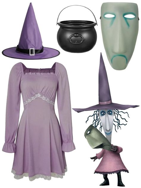 Shock From Nightmare Before Christmas Costume, Shock Nightmare Before Christmas Costume, Shock Makeup Nightmare Before Christmas, Shock Costume Diy, Shock Halloween Costume, Witch Inspo Outfits, Halloween Costumes Nightmare Before, Shock Costume Nightmare Before Christmas, Nightmare Before Christmas Costume Group