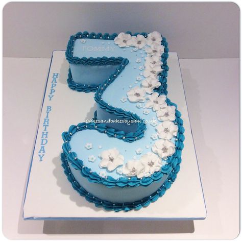 Extra big number 3 blu birthday cake 3 Number Cake Design, 3rd Year Birthday Cake, Number 3 Cake Design, Number 3 Birthday Cake, Frozen Cake Designs, Number 3 Cakes, Number 1 Cake, Number Birthday Cakes, Cake Decorating Classes