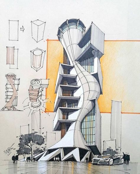 Architecture Drawing Sketchbooks, Perspective Drawing Architecture, Architecture Drawing Plan, Interior Architecture Drawing, Architecture Life, Conceptual Architecture, Canvas For Beginners, Architecture Sketchbook, Architecture Design Sketch