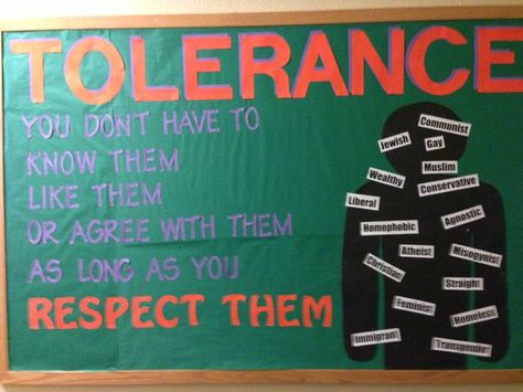 Social Justice Bulletin Board Club Bulletin Board Ideas, Tolerance Day Poster, Tolerance Day Ideas, Club Bulletin Board, Tolerance Day, Diversity Bulletin Board, Residence Life Bulletin Boards, Ra Programming, Ra Inspiration