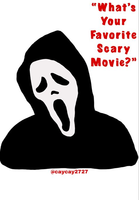 “What’s Your Favorite Scary Movie?” #scream #scarymovie #horror #horrorfan #ghostface #halloween #spookyseason #caycay2727 #procreate Ghost Face Whats Your Favorite Scary Movie, Whats Your Favorite Scary Movie Drawing, Scary Movie Drawings Easy, Scream Art Drawing, Scary Movie Dibujo, Ghostface Doodle, Scary Movie Wallpaper, Scream Drawing Easy, Scream Drawing