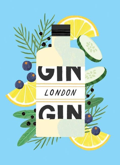 Cocktail Illustration, Gin Bottle, Cicely Mary Barker, Drinks Design, Illustration Agency, Illustration Food, Affinity Designer, School Posters, Illustrator Illustration