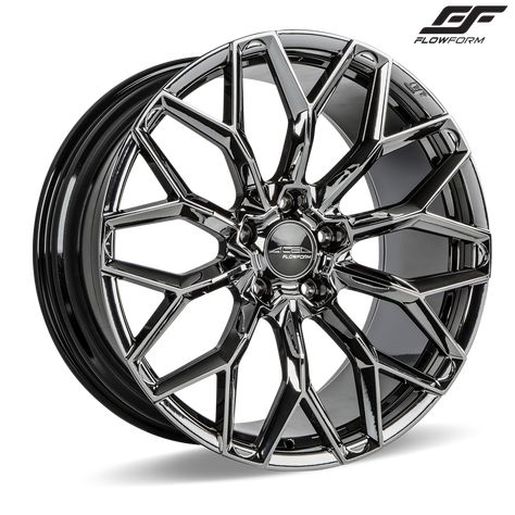 ACE ALLOY FLOWFORM AFF03 Black And Chrome Rims, Black Chrome Wheels, Custom Wheels Cars, Truck Rims, Chrome Rims, Rims And Tires, Rims For Cars, Volkswagen Touareg, Chrome Wheels