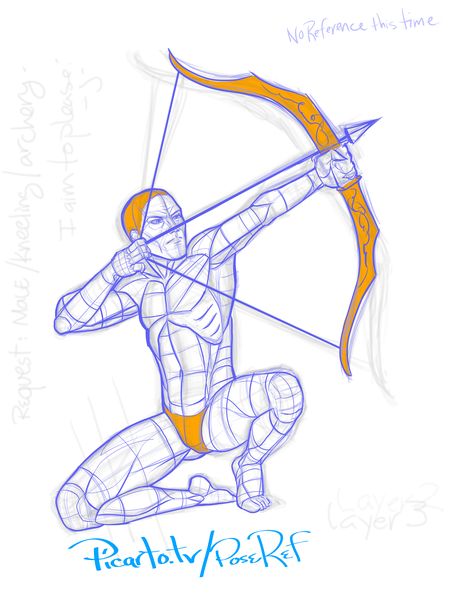 These poses are part of my personal art-challenge...10,000 poses. I use only… Archer Pose, Archery Poses, Dynamic Poses Drawing, Body Type Drawing, Spongebob Drawings, Drawing Superheroes, Human Drawing, Drawing Quotes, Figure Sketching