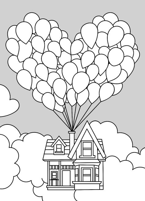 Disney Up, Detailed Coloring Pages, Cartoon Coloring Pages, Cool Coloring Pages, Mini Drawings, Coloring Book Art, Cute Coloring Pages, Animal Coloring Pages, Book Page