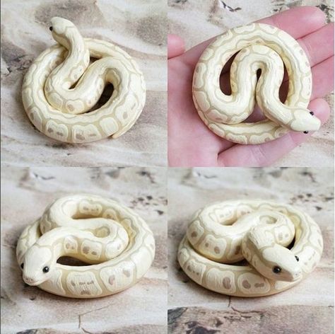 Clay Snakes, Polymer Clay Kunst, Polymer Clay Figurine, Crea Fimo, Clay Diy Projects, Keramik Design, Polymer Clay Diy, Polymer Clay Animals, Ball Python