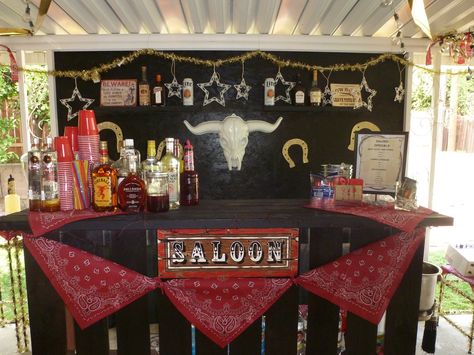 Rodeo Pool Party, Ho Down Party Ideas, Honky Tonk Party, Emo Cowboy, Ring Dunk, Wild West Birthday Party, Wild West Birthday, Homemade Bar, Rodeo Birthday Parties