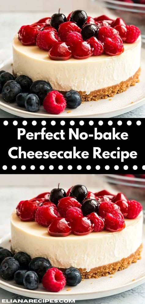 Craving a delicious dessert that requires no baking? This Perfect No-bake Cheesecake Recipe is incredibly creamy and rich, making it a delightful treat for family gatherings or casual weeknight indulgence. Thick No Bake Cheesecake, Dairy Free Cheesecake No Bake, Best Easy Cheesecake Recipe, Nobakecheesecake Recipes, Jello Cheesecake Pudding Recipes, Easy Cheesecake Recipes No Bake, Cheesecake Recipes Easy No Bake, Cheesecake Recipes No Bake, Diy Cheesecake