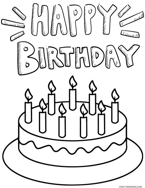 Cute Happy Birthday Coloring Pages Happy Birthday Coloring Pages Printables, Birthday Printables Free, Birthday Coloring Pages Free Printable, Birthday Coloring Sheets, Birthday Coloring Page, Happy Birthday Coloring Pages, Easy Cupcake Recipes, Footprint Crafts, Birthday Coloring Pages