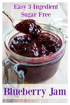 Sugar Free Blueberry Jam, Jam Blueberry, Yoghurt Pancakes, Sugar Free Jam Recipes, Blueberry Jam Recipe, Sugar Free Jam, Sugar Free Baking, Jam Recipes Homemade, Sugar Free Low Carb