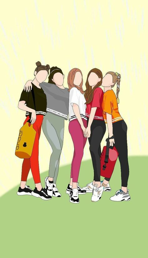 Illustrated Family Portrait, Book Cover Background, 5 Friends, Book Cover Artwork, Friends Illustration, Cover Wattpad, Friend Cartoon, Iphone Wallpaper Hd Nature, Drawings Of Friends