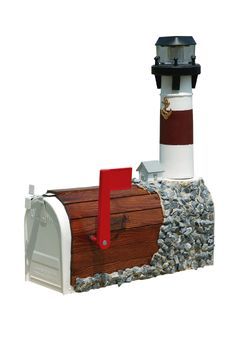 Mailbox With Solar Light, Nautical Mailbox, Lighthouse Mailbox, Painted Mailbox, White Picket Fences, Robin Taylor, Wooden Mailbox, Painted Mailboxes, Boat Supplies