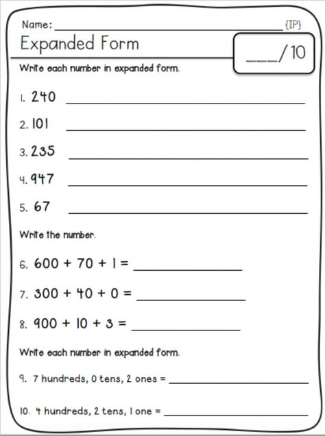 Standard And Expanded Form Worksheet, Teaching Expanded Form 2nd Grade, Expanded Form Math, Numbers In Expanded Form, Expanded Form Worksheets, Grade 6 Math Worksheets, Expanded Notation, Numbers Worksheet, Grade 6 Math