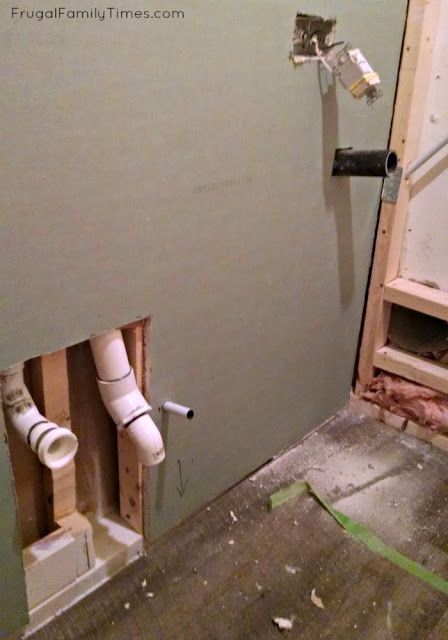 DIY: How we made a Bathroom in our Basement Without Breaking Concrete! | Frugal Family Times Basement Bathroom Plumbing, Basement Closet, Small Basement Bathroom, Basement Bathroom Design, Modern Powder Rooms, Basement Decoration, Broken Concrete, Add A Bathroom, Basement Layout