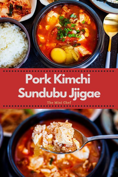 Sundubu jjigae is one of the most popular stews in Korea and for good reason. It is so easy to make but packed with amazing flavors and textures and pairs beautifully with a simple bowl of rice! #korean #stew #soup #tofu #easyrecipe Tofu Stew Recipe, Sundubu Jjigae, Korean Stew, Soft Tofu Stew, Rice Korean, Jjigae Recipe, Tofu Stew, Pork Stew Recipes, Soft Tofu