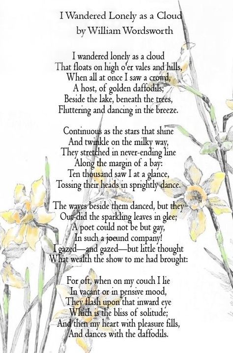 Daffodils Poem, Spring Poetry, Spring Poem, Classic Poems, Short Friendship Quotes, William Wordsworth, Poems About Life, Diy Journal Books, Short Poems