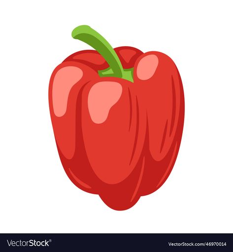 Bell Pepper Illustration, Red Bell Pepper, Bell Pepper, Cartoon Style, Cartoon Styles, Stuffed Bell Peppers, Png Images, Adobe Illustrator, White Background