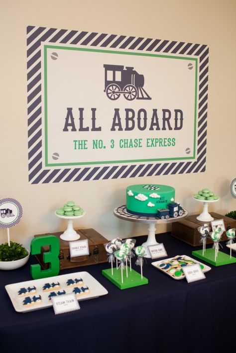 Train Birthday Party Ideas Train Themed Birthday Party, Train Birthday Theme, Train Baby Shower, Train Theme Birthday Party, Train Theme, Trains Birthday Party, Train Party, Train Birthday, Karas Party Ideas