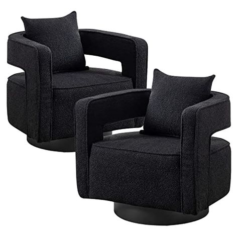 Boucle Chairs, Armchair Bedroom, Upholstered Bedroom, Accent Chair Set, Round Sofa, Nursery Chair, Swivel Barrel Chair, Bedroom Black, Single Chair