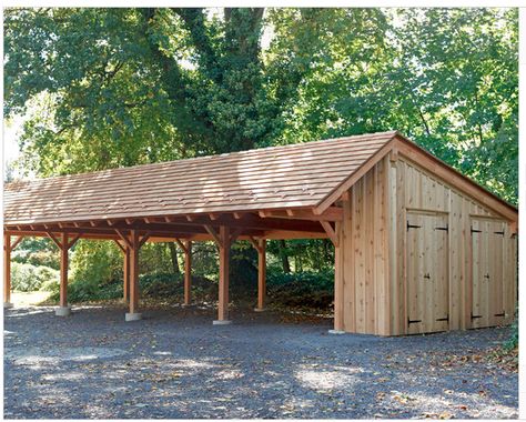 carport idea with wood storage and other storage...solar panels too. Container Extension, Wooden Carports, Diy Storage Shed Plans, Carport Kits, Shed Makeover, Diy Storage Shed, Shed Construction, Carport Garage, Carport Designs