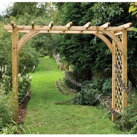 3 Wide garden archway Wooden Garden Arch, Pergola Decorations, Garden Archway, Garage Pergola, Wooden Arbor, Garden Pergola, Cheap Pergola, Pergola Swing, Pergola Garden