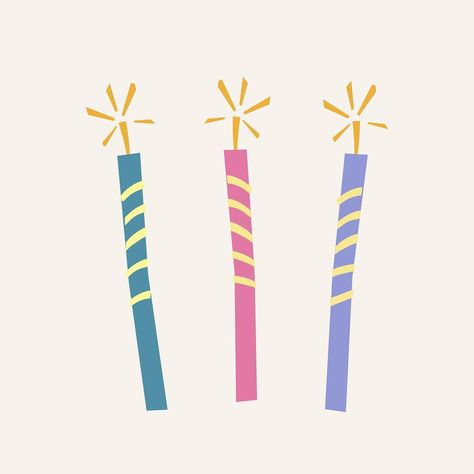 Birthday Candle Illustration, Birthday Candles Aesthetic, Candle Collage, Birthday Symbols, Birthday Vector Illustration, Birthday Elements, Candle Graphic, Birthday Graphics, Candle Illustration