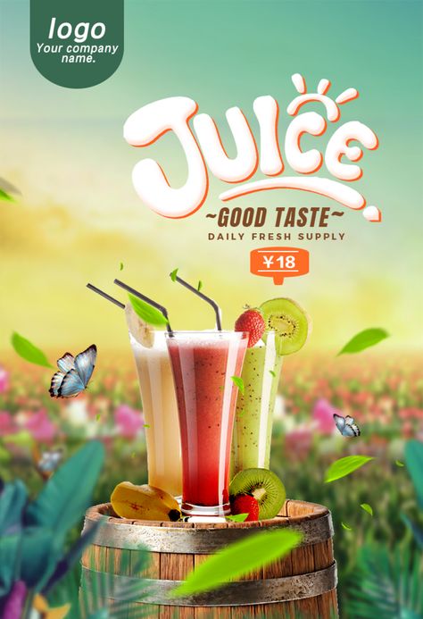 Simple And Fashionable Fresh Juice Poster Design#pikbest# Juice Poster Design, Juice Poster, Juice Menu, Juice Ad, Standee Design, Beverage Poster, Juice Packaging, Photoshop Design Ideas, Simple Poster