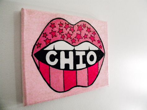 Chi O Canvas Ideas, Chi Omega Paintings Canvases, Chi Omega Canvas Painting, Chi O Canvas, Sorority Artwork, Chi Omega Paintings, Sorority Canvas Ideas, Chi Omega Symphony, Sorority Canvas Art