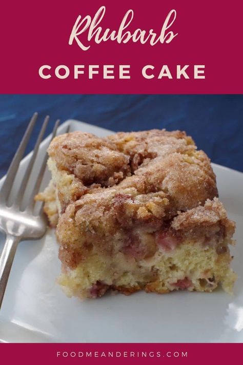 This Rhubarb Coffee Cake recipe is made with fresh or frozen rhubarb and sour cream. It's moist and delicious and will make your rhubarb sing! Its the perfect way to get the most out of your rhubarb this spring. Coffee Cake With Sour Cream, Strawberry Rhubarb Coffee Cake, Recipes Rhubarb, Grow Rhubarb, Rhubarb Coffee Cake, Easy Rhubarb Recipes, Cake With Sour Cream, Rhubarb Desserts Recipes, Rhubarb Cake Recipes