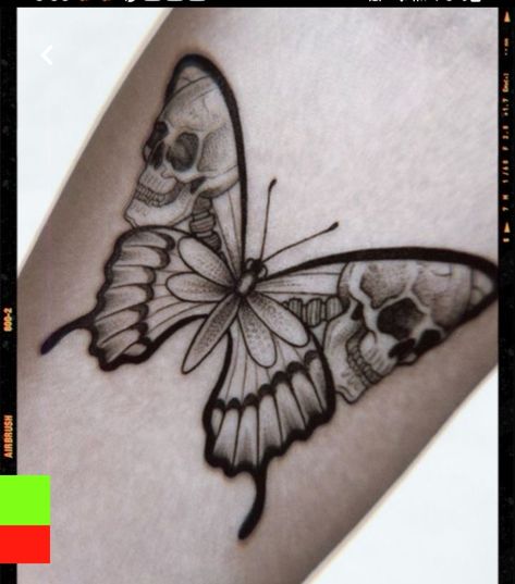 Skull Inspired Tattoo, Zombie Butterfly Tattoo, Glowing Butterfly Tattoo, Skull In Butterfly Tattoo, Interesting Butterfly Tattoo, Obsidian Butterfly Tattoo, Gothic Butterfly Tattoo Designs, Small Skull Butterfly Tattoo, Brain And Butterfly Tattoo