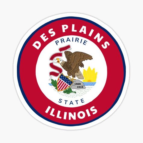 A Des Plains Illinois state flag IL state flag roundlet badge. A great gift or souvenir from your trip to one of Illinois's best and most beautiful cities and places. • Millions of unique designs by independent artists. Find your thing. Calumet City Illinois, Normal Illinois, Waukegan Illinois, Elmhurst Illinois, Rock Island Illinois, Arlington Heights Illinois, St Charles Illinois, Schaumburg Illinois, Plainfield Illinois