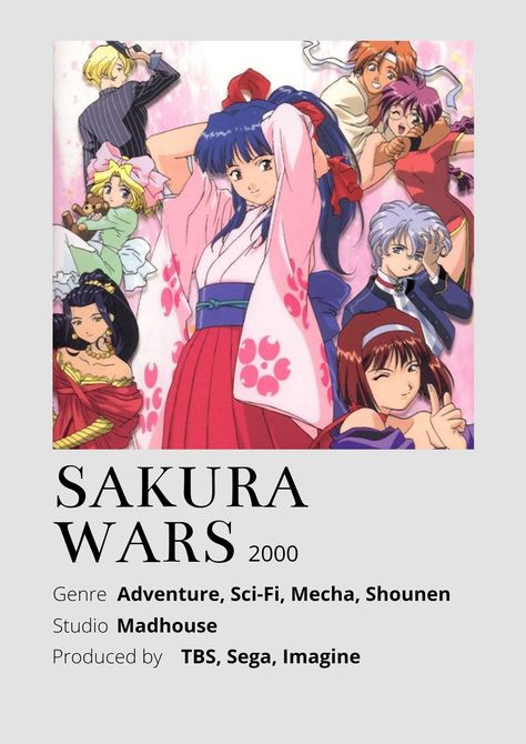 Anime Recs, List Anime, Sakura Wars, Poster Information, Anime Minimalist Poster, Classic Anime, Anime Watch, Vintage Anime, Old Comics