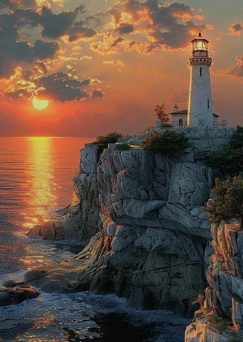 Lighthouses Photography, Lighthouse Point, Lighthouse Photos, Lighthouse Painting, Lighthouse Pictures, Beautiful Lighthouse, Landscape Art Painting, Beautiful Locations Nature, Ocean Painting