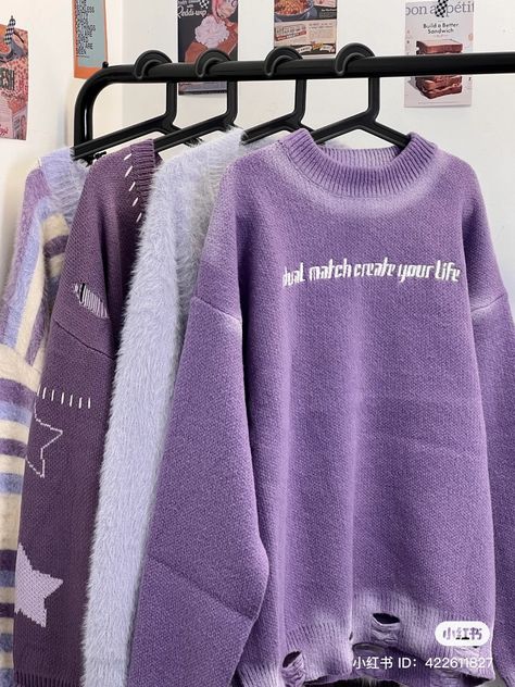 Purple Closet, Sweater Aesthetic, Army Clothes, Girl Drama, Fashion Top Outfits, Easy Trendy Outfits, Warm Outfits, Kpop Fashion Outfits, Kpop Fashion