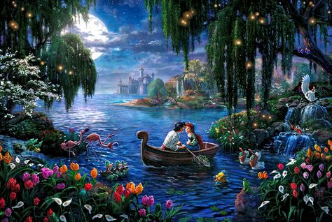 The Little Mermaid Thomas Kincaid, Kinkade Disney, Kinkade Paintings, Thomas Kinkade Disney, Disney Paintings, 동화 삽화, Disney Fine Art, Images Disney, Film Disney