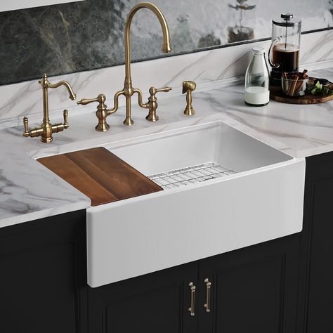 Fireclay Workstation Sink Set Workstation Sink, Bridge Faucet, Apron Front Sink, Sink Grid, Fireclay Sink, Kitchen Sink Accessories, Single Bowl Sink, Cabinets And Countertops, Single Basin