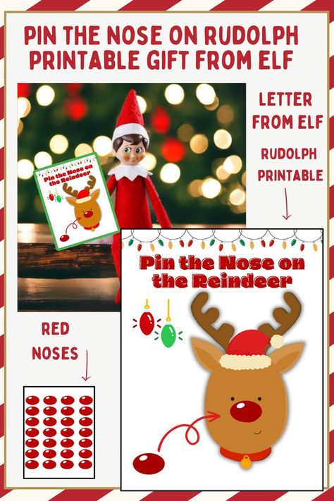 Download this adorable Pin the nose on Rudolph Printable! Includes the fun rudolph printable and a page of red noses. #pinthenoseonrudolph #christmasprintable #kidsgames Rudolph Printable, Pin The Nose On Rudolph, Elf Letters, Christmas Games For Kids, Christmas Game, Red Nose, The Nose, Fun Crafts For Kids, Printable Games